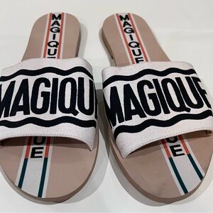 ANTHROPOLOGIE- Hotel Magique Slide Sandals. White/Black. Size 9. Brand new.